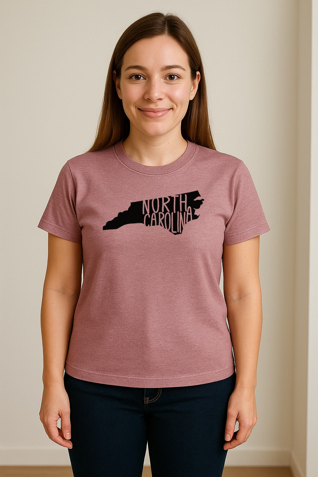 North Carolina Map T-Shirt, State Outline Graphic for NC Residents and Travel Gifts