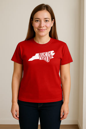 North Carolina Map T-Shirt, State Outline Graphic for NC Residents and Travel Gifts