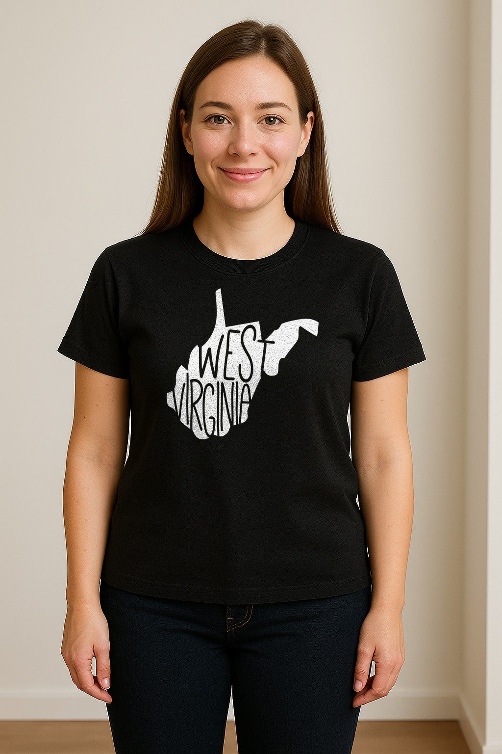 West Virginia T-Shirt, State Outline Typography Design for Home Pride and Travel