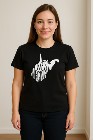 West Virginia T-Shirt, State Outline Typography Design for Home Pride and Travel