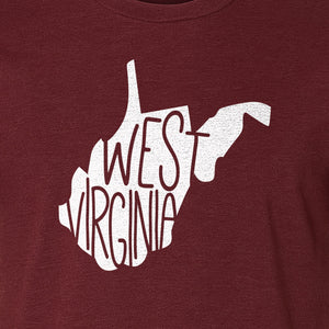 West Virginia T-Shirt, State Outline Typography Design for Home Pride and Travel