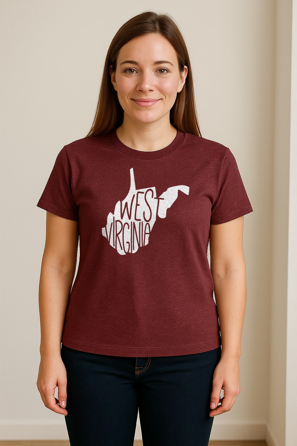 West Virginia T-Shirt, State Outline Typography Design for Home Pride and Travel