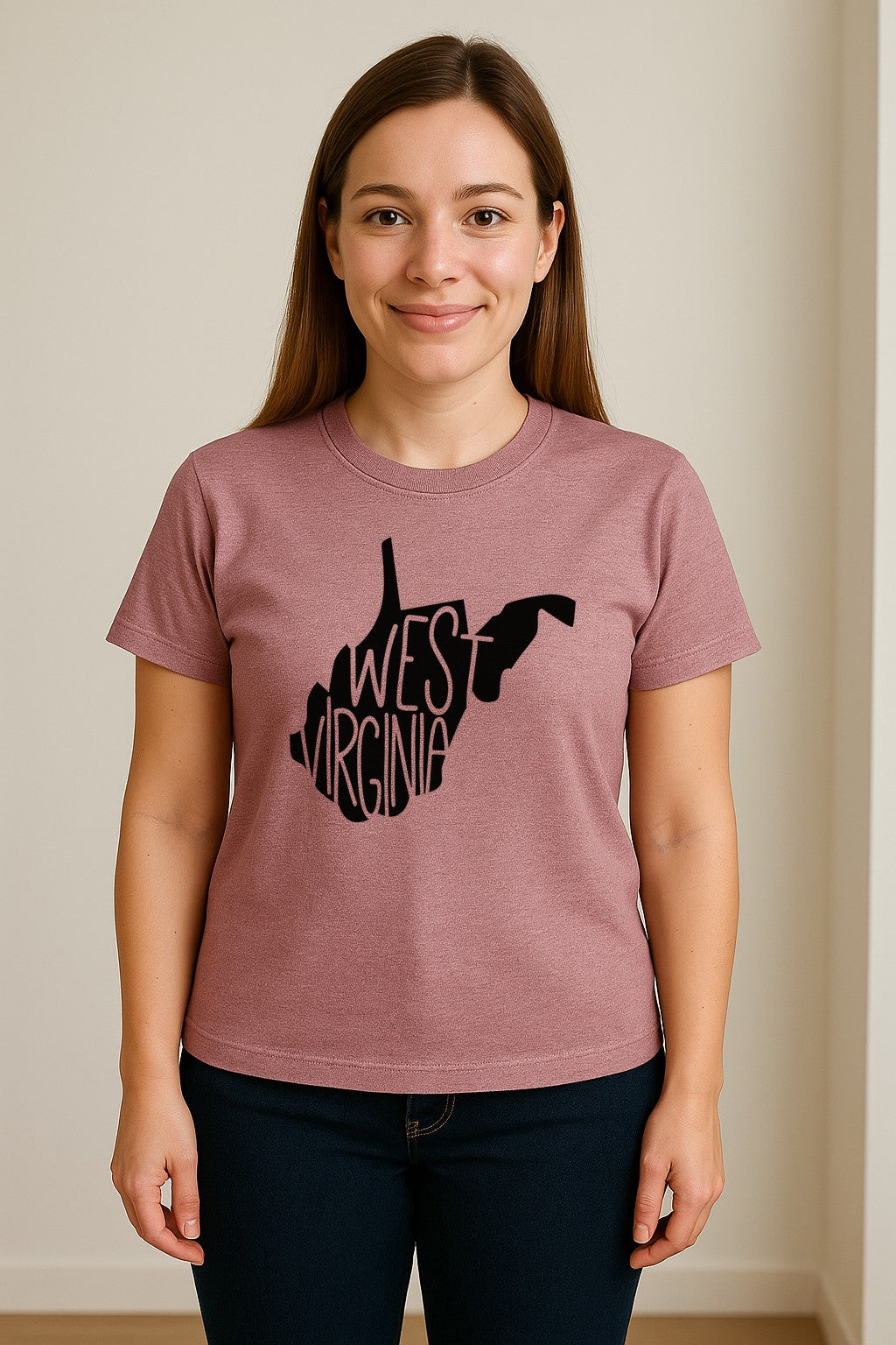 West Virginia T-Shirt, State Outline Typography Design for Home Pride and Travel
