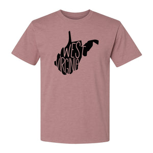 West Virginia T-Shirt, State Outline Typography Design for Home Pride and Travel