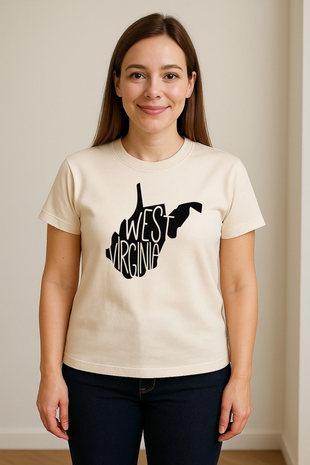 West Virginia T-Shirt, State Outline Typography Design for Home Pride and Travel