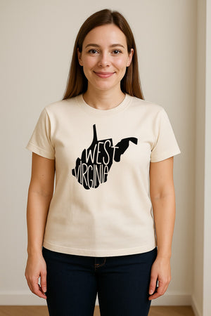 West Virginia T-Shirt, State Outline Typography Design for Home Pride and Travel