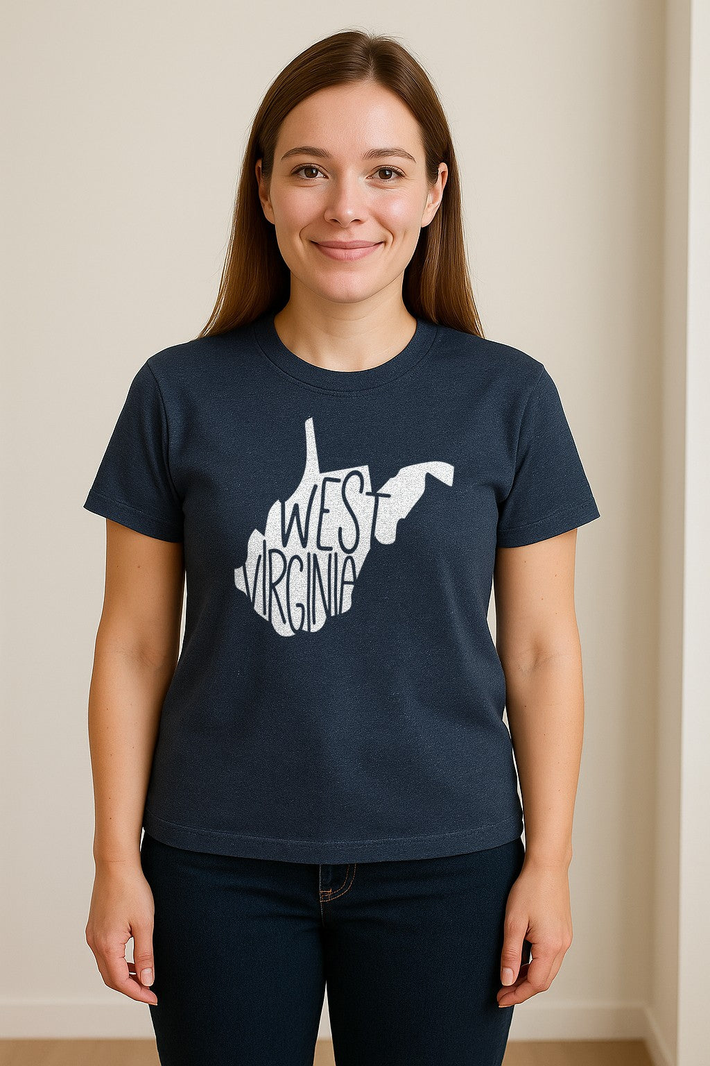 West Virginia T-Shirt, State Outline Typography Design for Home Pride and Travel