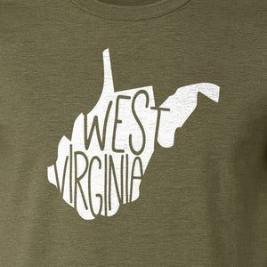 West Virginia T-Shirt, State Outline Typography Design for Home Pride and Travel