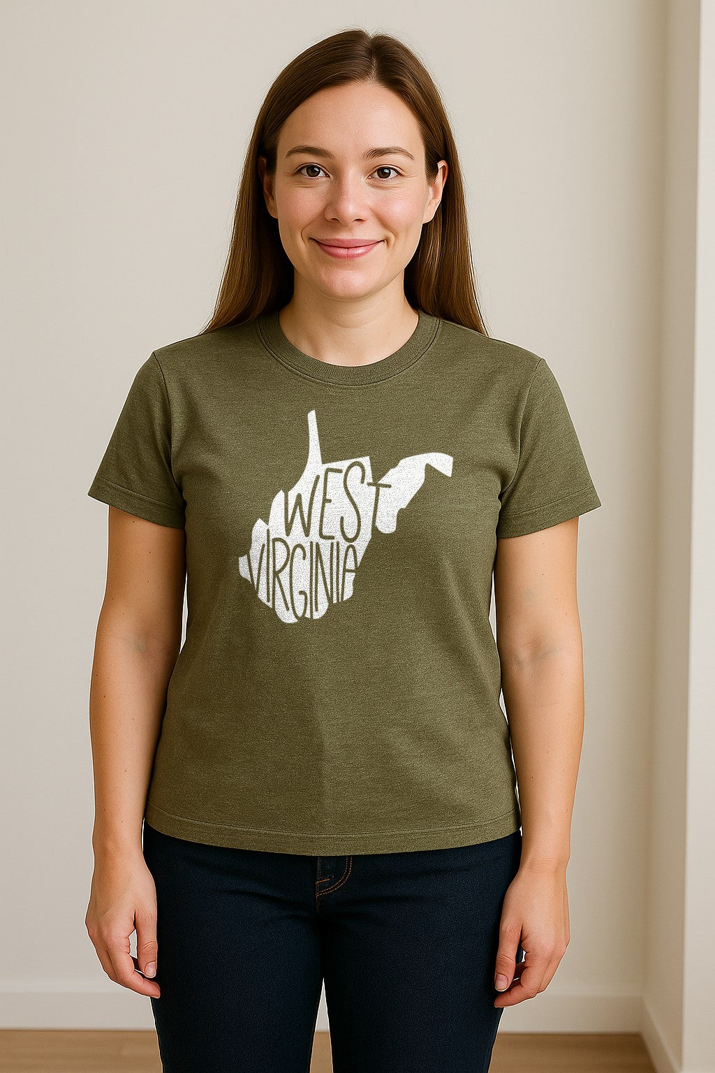 West Virginia T-Shirt, State Outline Typography Design for Home Pride and Travel