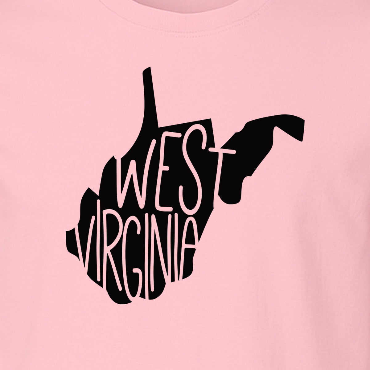 West Virginia T-Shirt, State Outline Typography Design for Home Pride and Travel