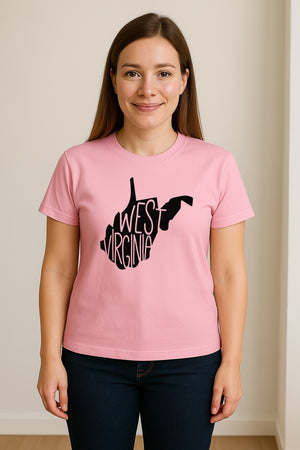 West Virginia T-Shirt, State Outline Typography Design for Home Pride and Travel
