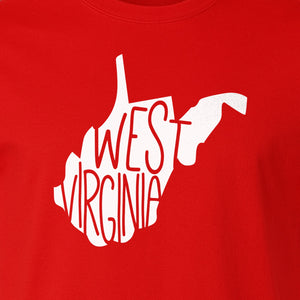 West Virginia T-Shirt, State Outline Typography Design for Home Pride and Travel