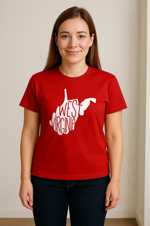 West Virginia T-Shirt, State Outline Typography Design for Home Pride and Travel