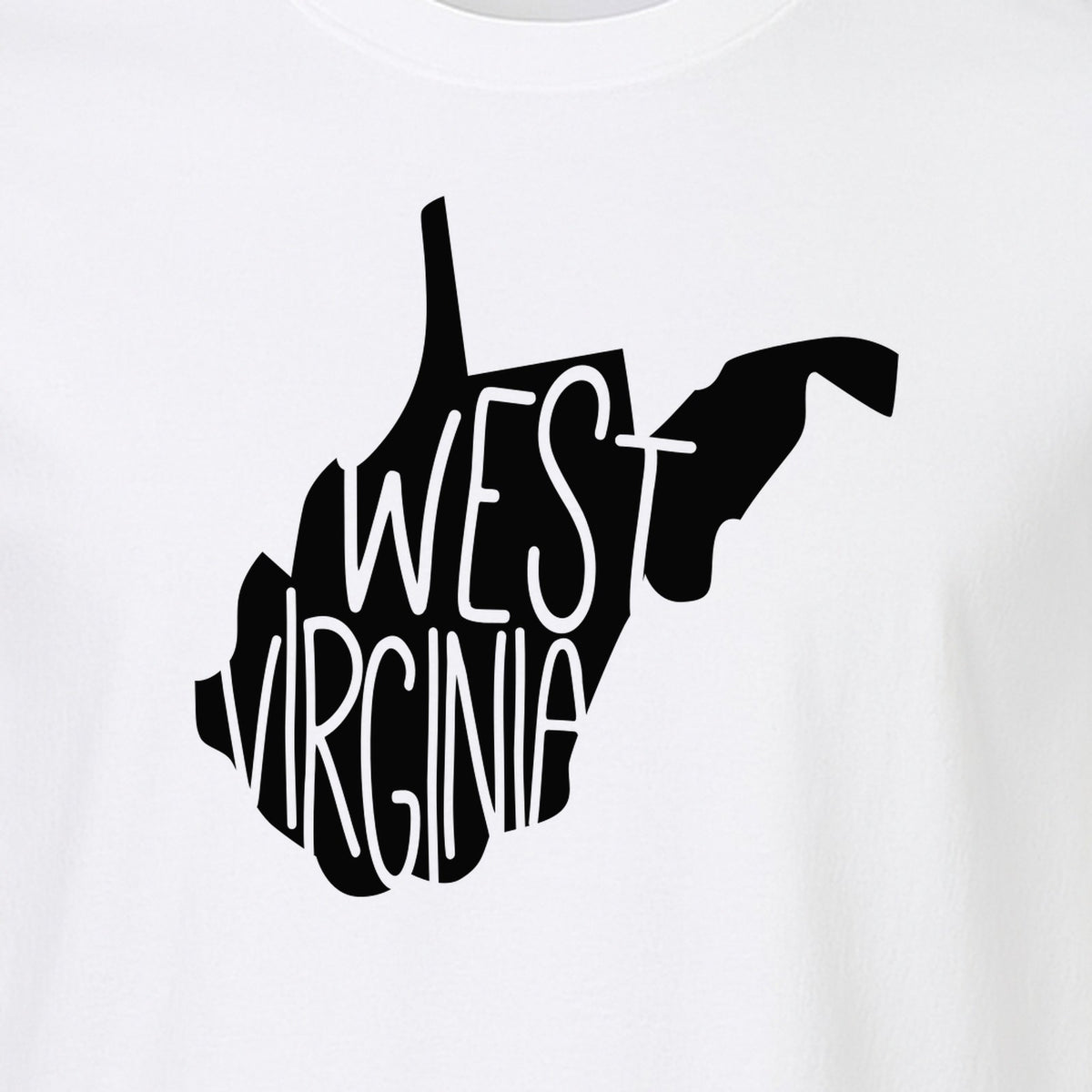 West Virginia T-Shirt, State Outline Typography Design for Home Pride and Travel