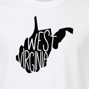 West Virginia T-Shirt, State Outline Typography Design for Home Pride and Travel