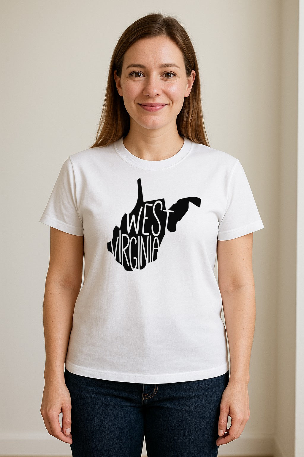 West Virginia T-Shirt, State Outline Typography Design for Home Pride and Travel