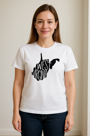 West Virginia T-Shirt, State Outline Typography Design for Home Pride and Travel