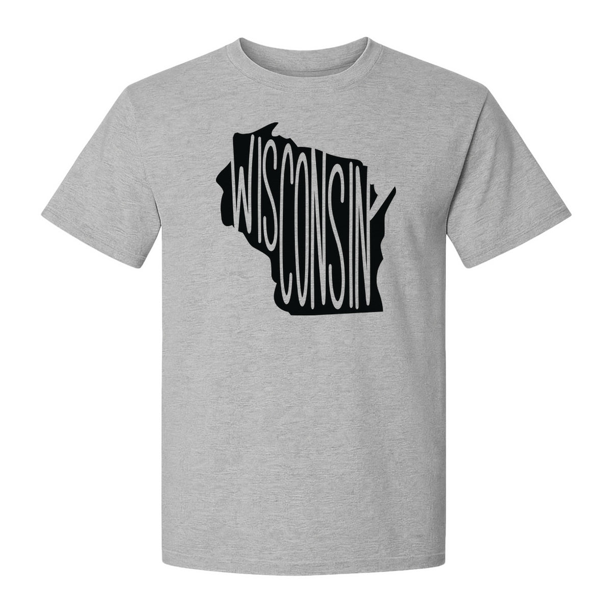 Wisconsin T-Shirt, State Outline Map Graphic for Midwest Residents and Road Trip Souvenirs