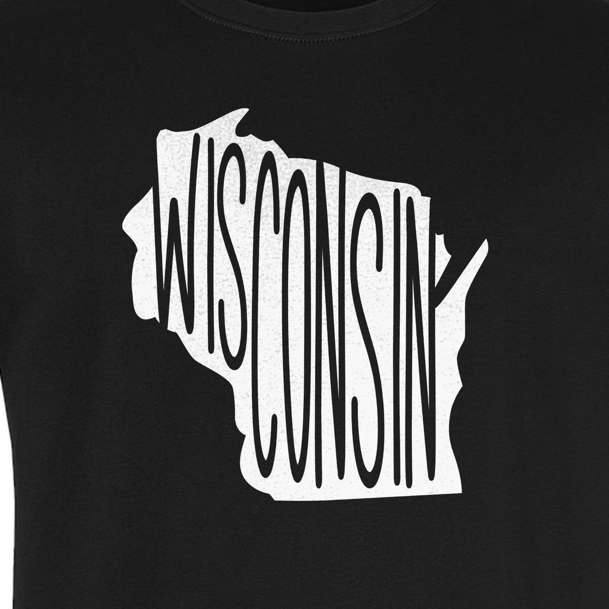 Wisconsin T-Shirt, State Outline Map Graphic for Midwest Residents and Road Trip Souvenirs