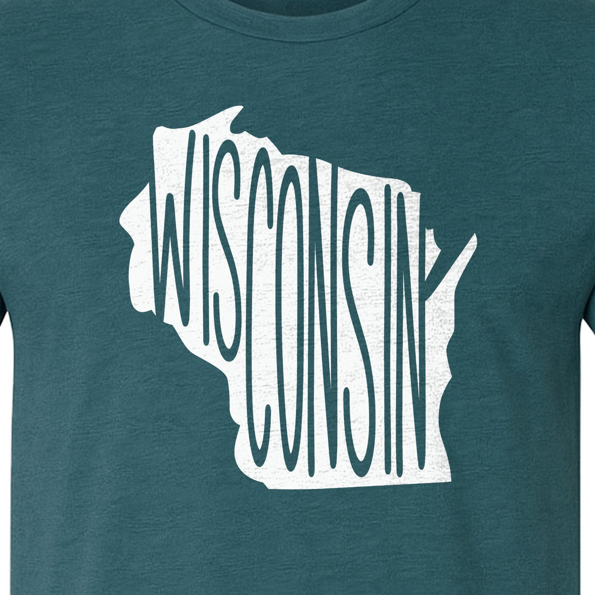Wisconsin T-Shirt, State Outline Map Graphic for Midwest Residents and Road Trip Souvenirs