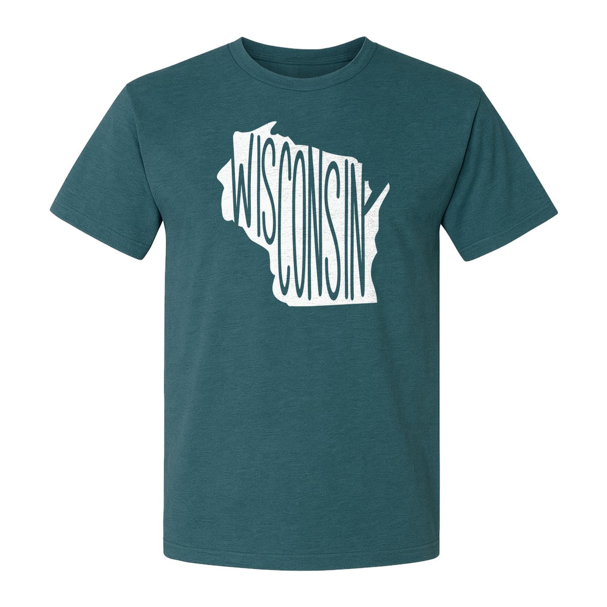 Wisconsin T-Shirt, State Outline Map Graphic for Midwest Residents and Road Trip Souvenirs