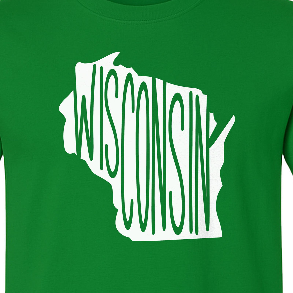 Wisconsin T-Shirt, State Outline Map Graphic for Midwest Residents and Road Trip Souvenirs