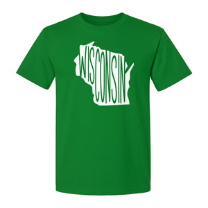 Wisconsin T-Shirt, State Outline Map Graphic for Midwest Residents and Road Trip Souvenirs