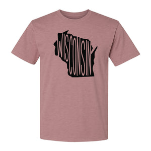 Wisconsin T-Shirt, State Outline Map Graphic for Midwest Residents and Road Trip Souvenirs