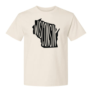 Wisconsin T-Shirt, State Outline Map Graphic for Midwest Residents and Road Trip Souvenirs