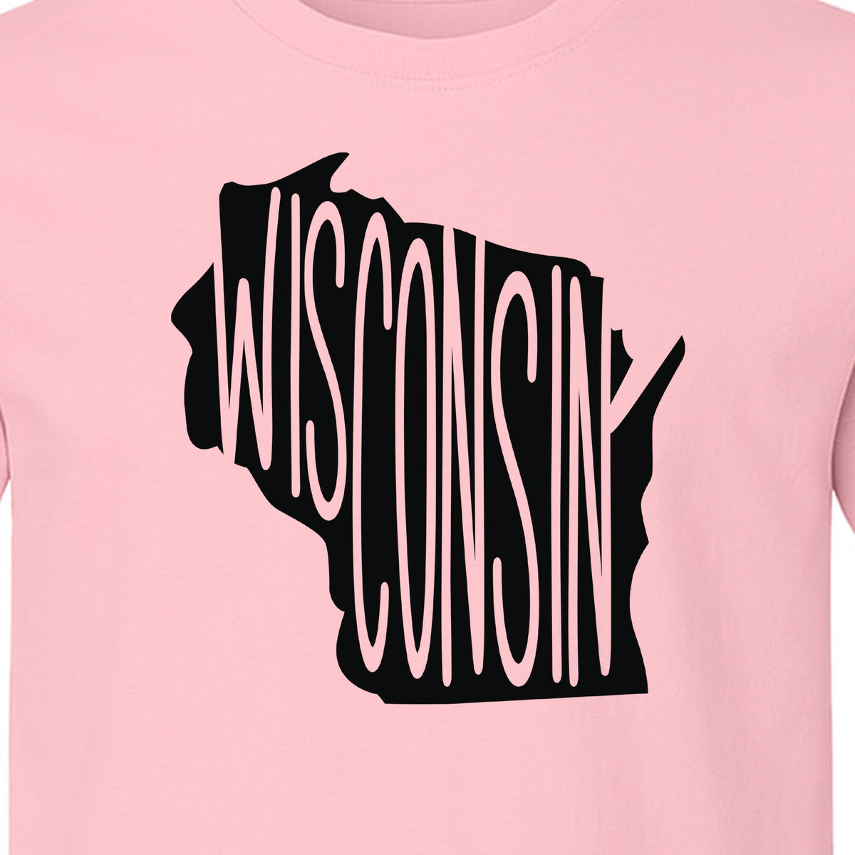 Wisconsin T-Shirt, State Outline Map Graphic for Midwest Residents and Road Trip Souvenirs