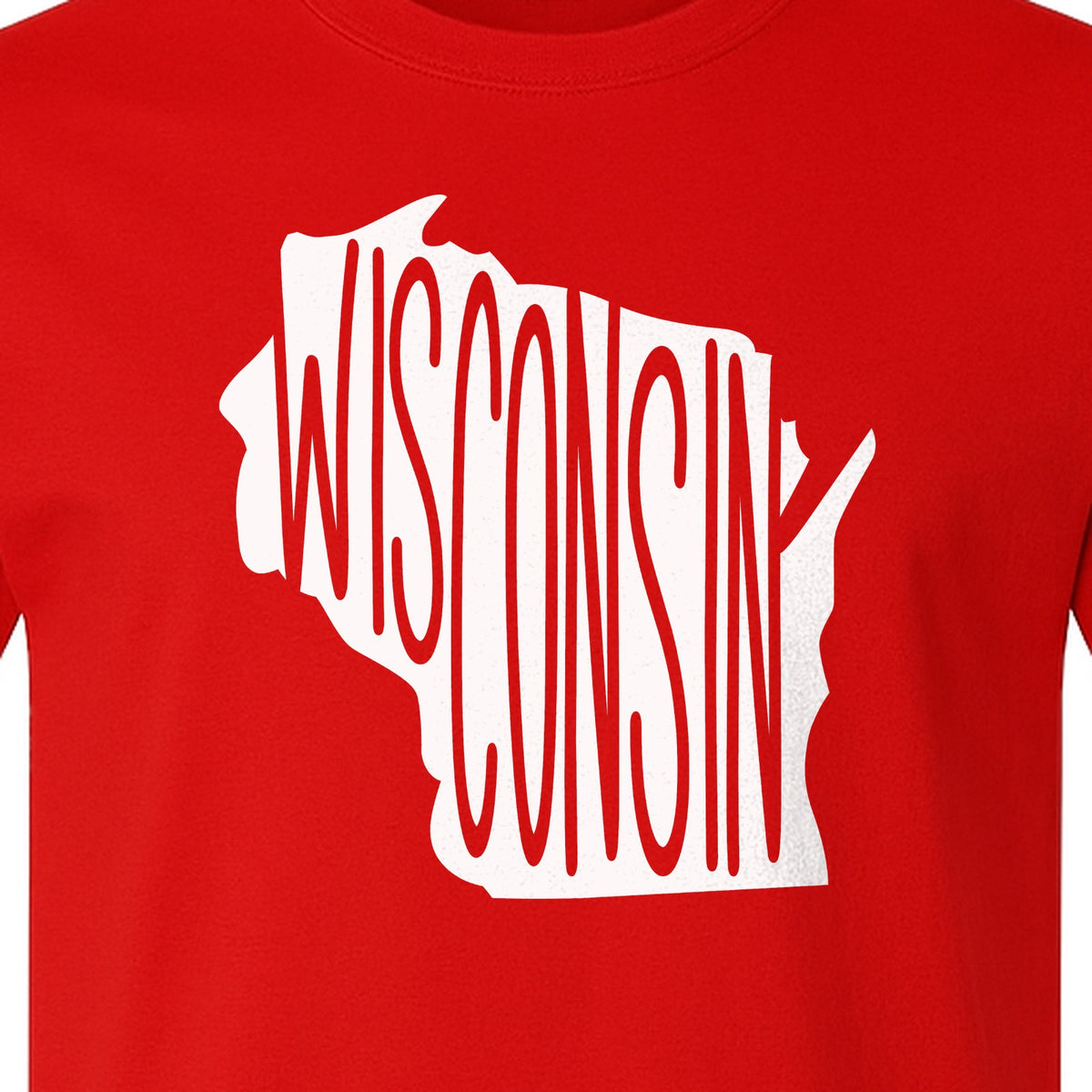 Wisconsin T-Shirt, State Outline Map Graphic for Midwest Residents and Road Trip Souvenirs