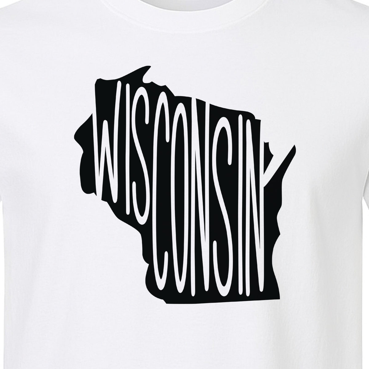 Wisconsin T-Shirt, State Outline Map Graphic for Midwest Residents and Road Trip Souvenirs