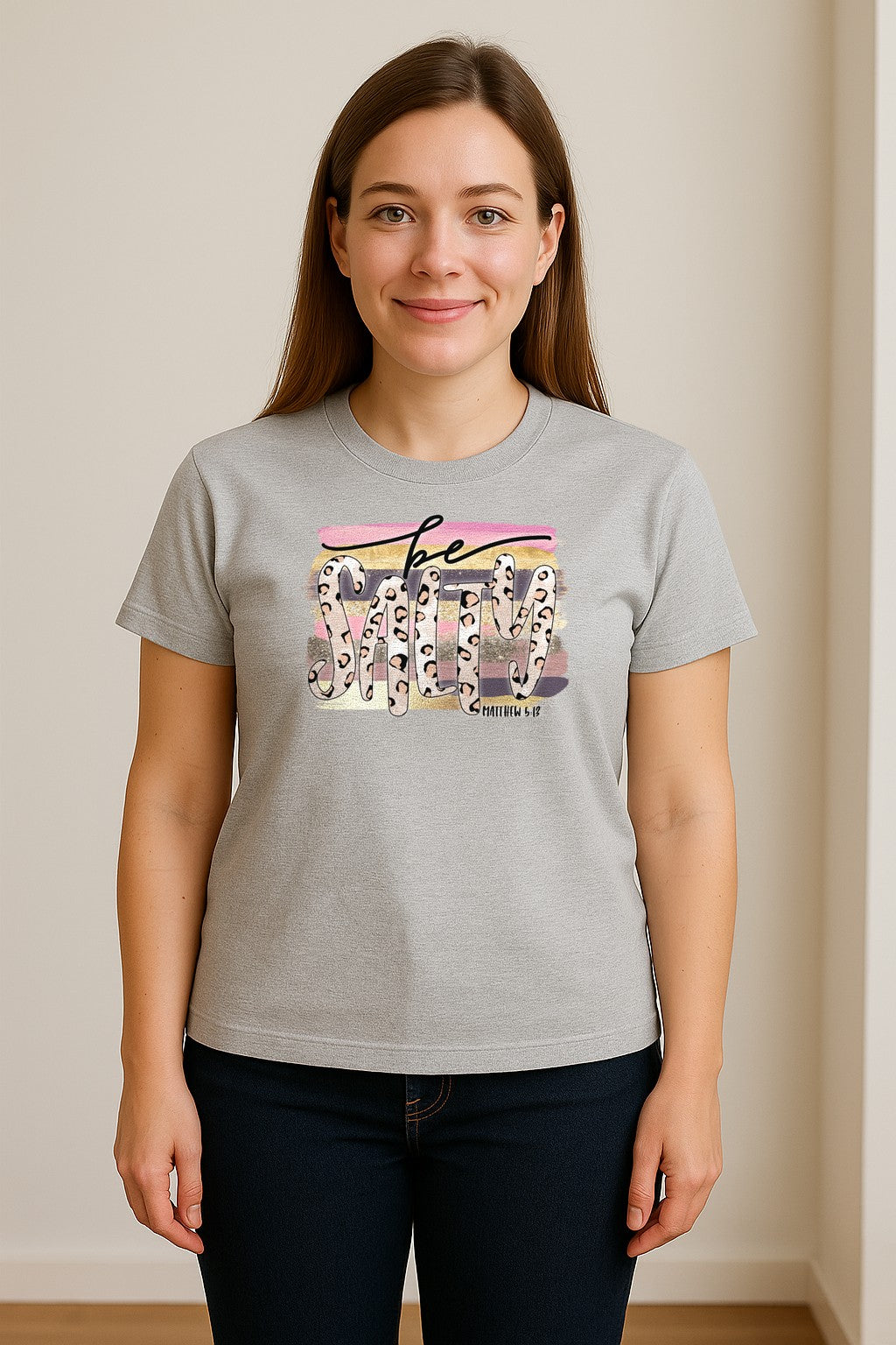 Be Salty T-Shirt, Matthew 5:13 Leopard Letter Christian Faith Graphic for Believers and Worship