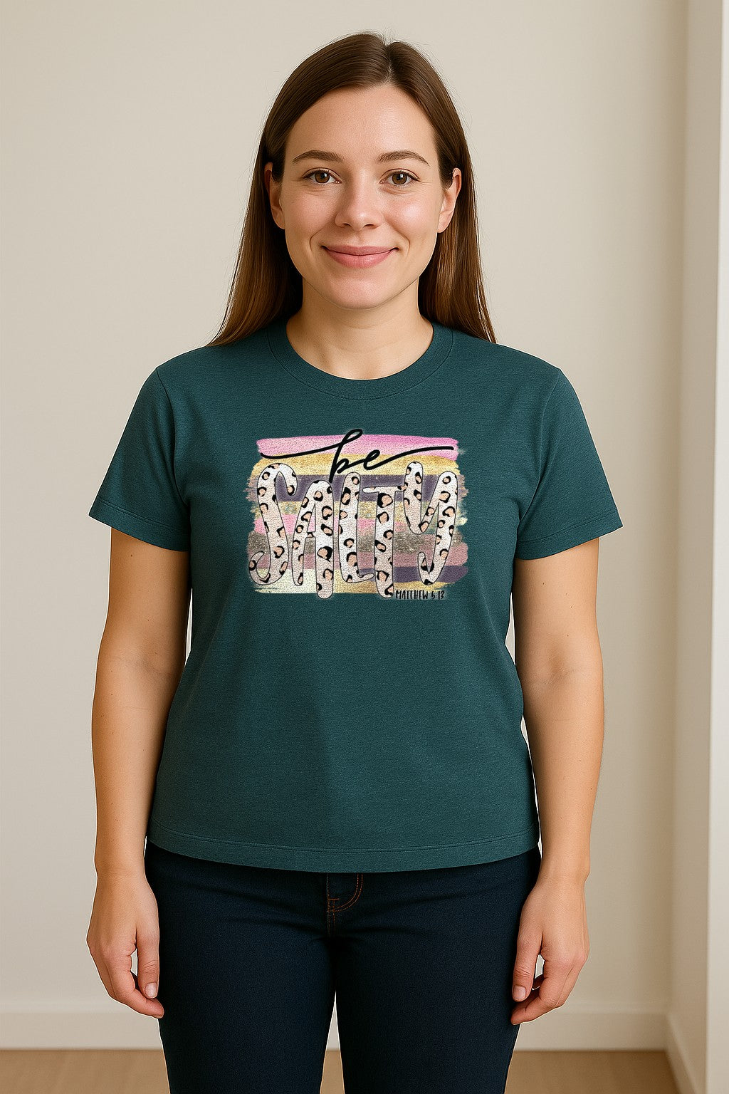 Be Salty T-Shirt, Matthew 5:13 Leopard Letter Christian Faith Graphic for Believers and Worship