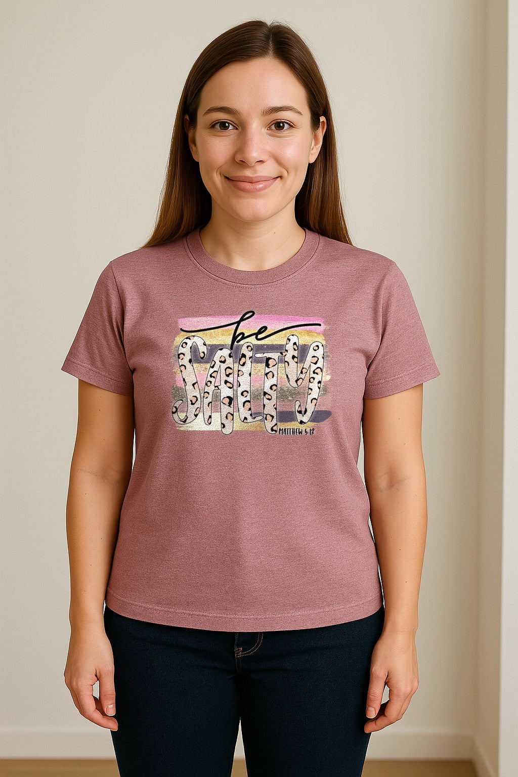 Be Salty T-Shirt, Matthew 5:13 Leopard Letter Christian Faith Graphic for Believers and Worship
