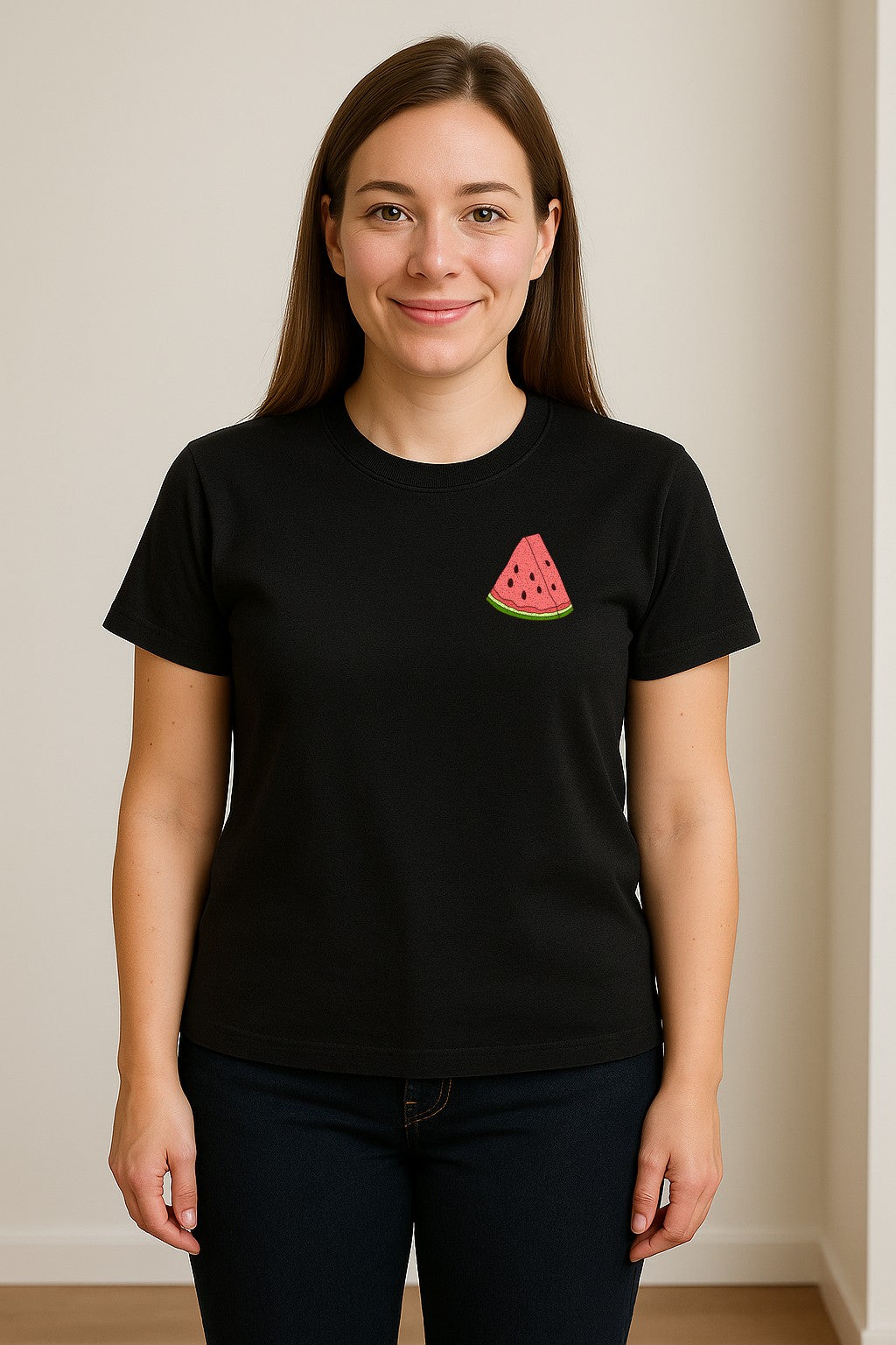 Watermelon T-Shirt, Cute Small Left Chest Fruit Graphic Tee for Summer Outfits and Gifts
