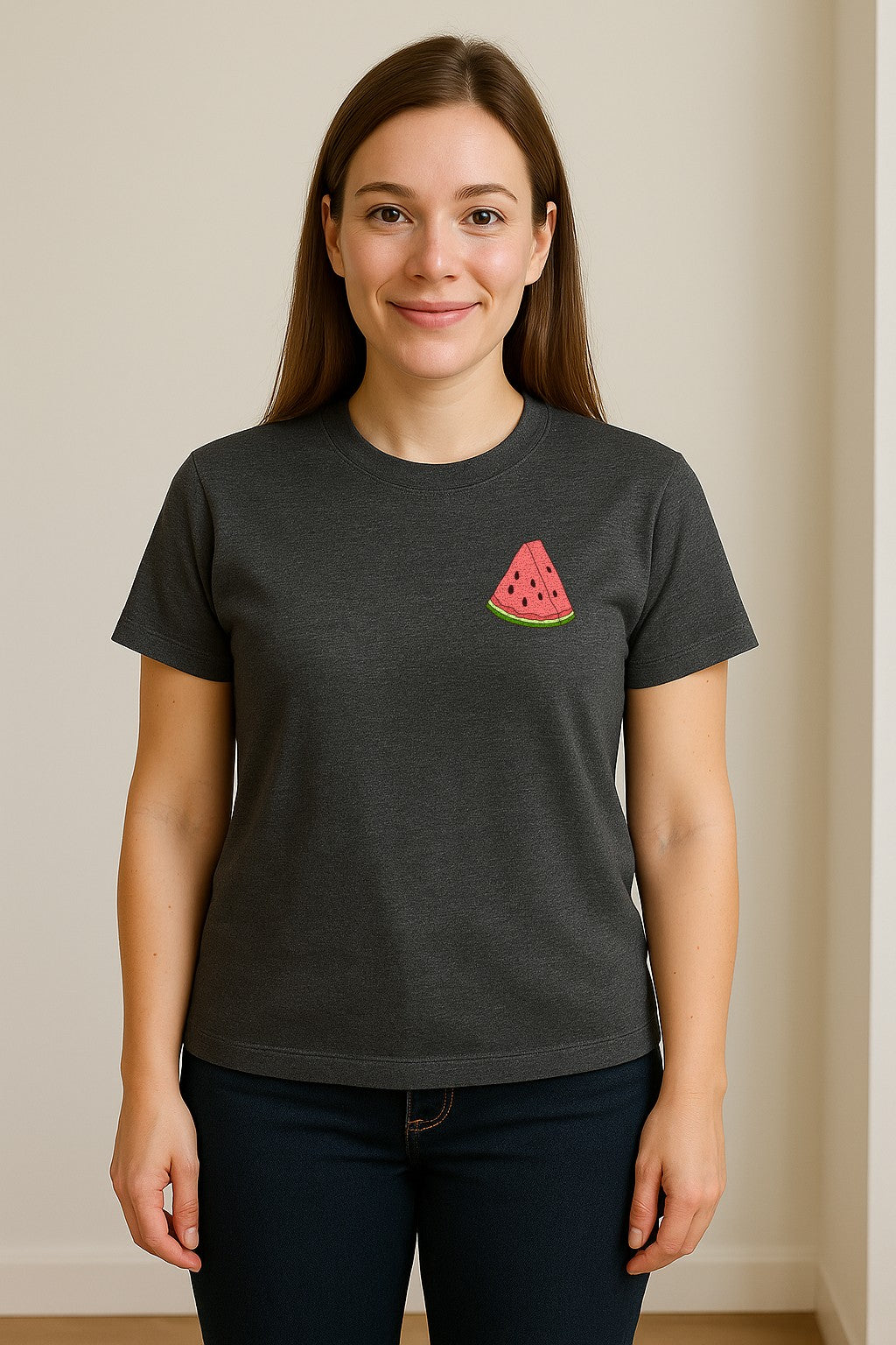 Watermelon T-Shirt, Cute Small Left Chest Fruit Graphic Tee for Summer Outfits and Gifts