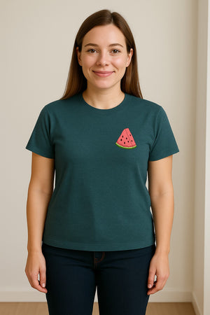 Watermelon T-Shirt, Cute Small Left Chest Fruit Graphic Tee for Summer Outfits and Gifts