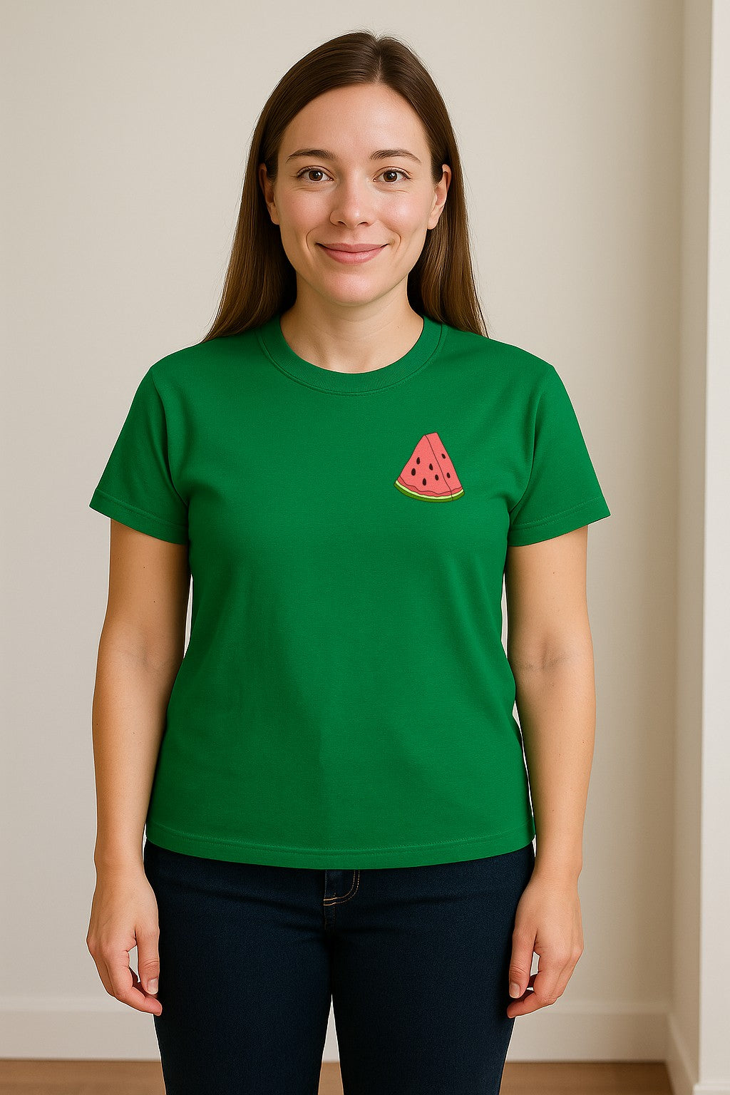 Watermelon T-Shirt, Cute Small Left Chest Fruit Graphic Tee for Summer Outfits and Gifts