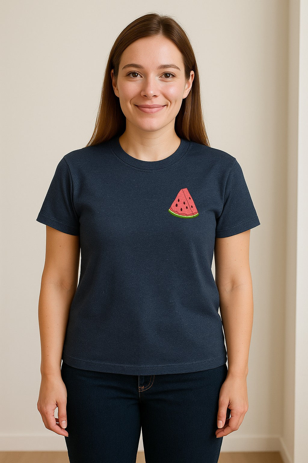 Watermelon T-Shirt, Cute Small Left Chest Fruit Graphic Tee for Summer Outfits and Gifts