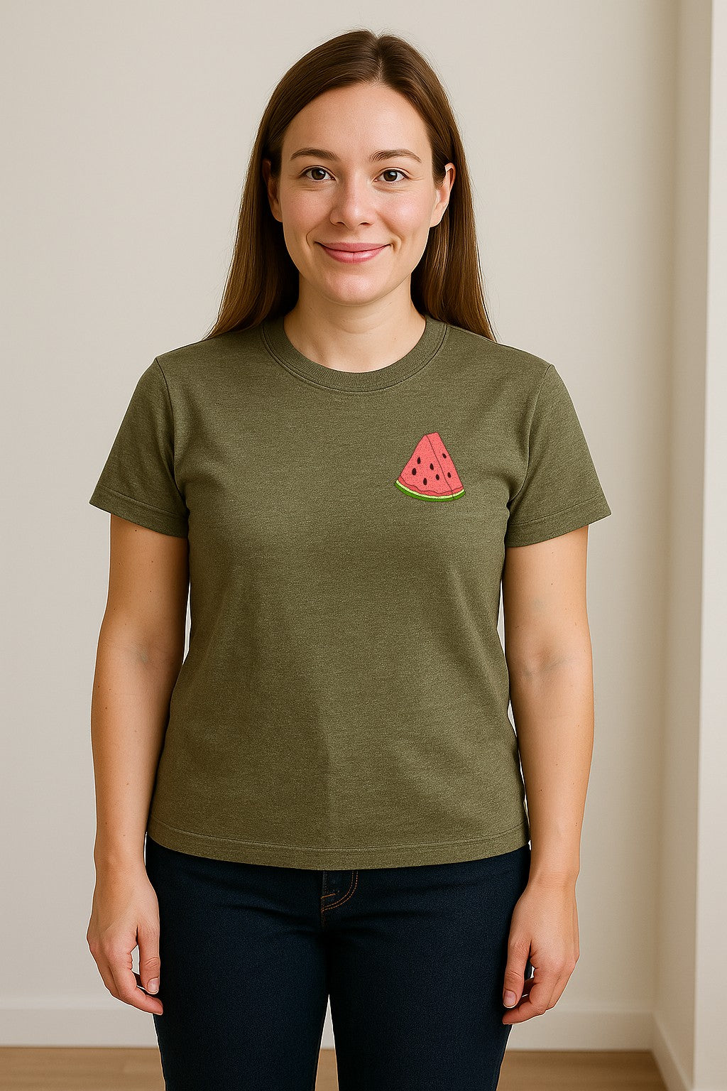 Watermelon T-Shirt, Cute Small Left Chest Fruit Graphic Tee for Summer Outfits and Gifts
