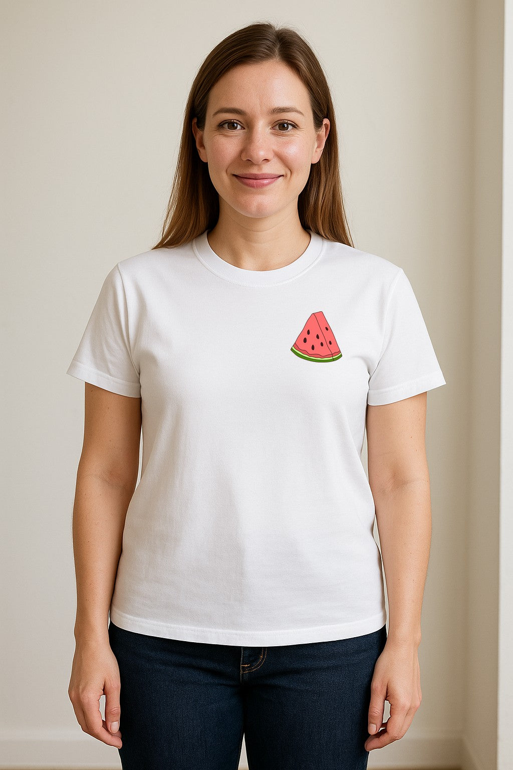 Watermelon T-Shirt, Cute Small Left Chest Fruit Graphic Tee for Summer Outfits and Gifts