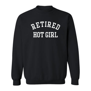 Retired Hot Girl Sweatshirt, Collegiate Lettering Bachelorette Party Crewneck for Brides