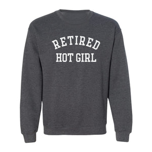 Retired Hot Girl Sweatshirt, Collegiate Lettering Bachelorette Party Crewneck for Brides