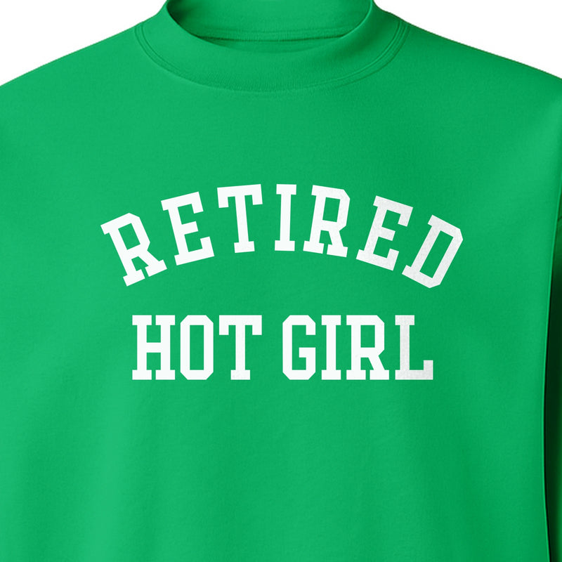 Retired Hot Girl Sweatshirt, Collegiate Lettering Bachelorette Party Crewneck for Brides