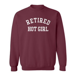 Retired Hot Girl Sweatshirt, Collegiate Lettering Bachelorette Party Crewneck for Brides