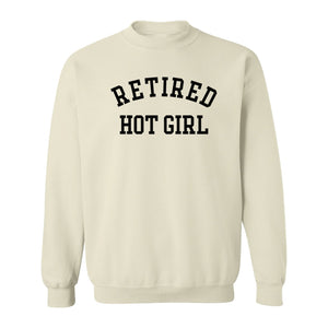 Retired Hot Girl Sweatshirt, Collegiate Lettering Bachelorette Party Crewneck for Brides