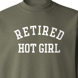 Retired Hot Girl Sweatshirt, Collegiate Lettering Bachelorette Party Crewneck for Brides