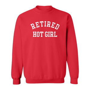 Retired Hot Girl Sweatshirt, Collegiate Lettering Bachelorette Party Crewneck for Brides