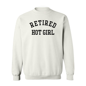 Retired Hot Girl Sweatshirt, Collegiate Lettering Bachelorette Party Crewneck for Brides